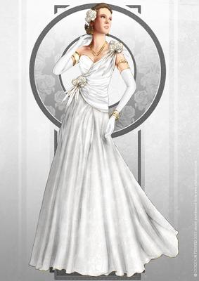 Art Deco Lady Rose (white) A4