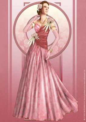 Art Deco Lady Rose (pink) A4