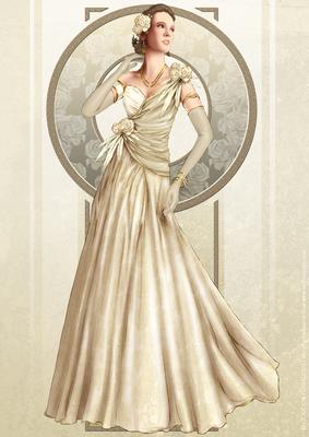 Art Deco Lady Rose (cream) A4