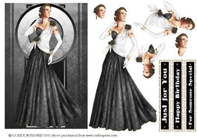 Art Deco Lady Rose (black)
