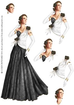 Art Deco Lady Rose (black) Decoupage Sheet