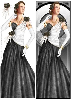 Art Deco Lady Rose (black) Large Dl