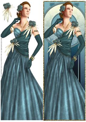 Art Deco Lady Rose (blue) Large Dl