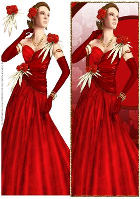 Art Deco Lady Rose (red) Large Dl