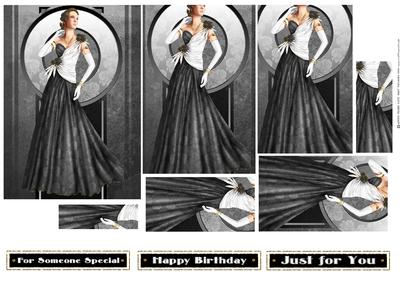 Art Deco Lady Rose (black) Pyramid