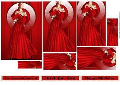 Art Deco Lady Rose (red) Pyramid