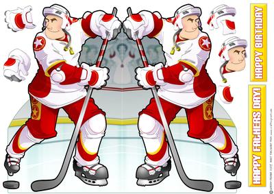 Ice Hockey Dude Shaped Card
