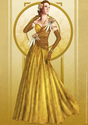 Art Deco Lady Rose (gold) A4