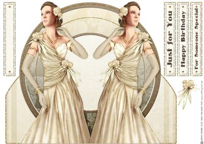 Art Deco Lady Rose (cream) Shaped Card