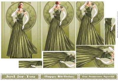 Art Deco Lady Rose (green) Pyramid