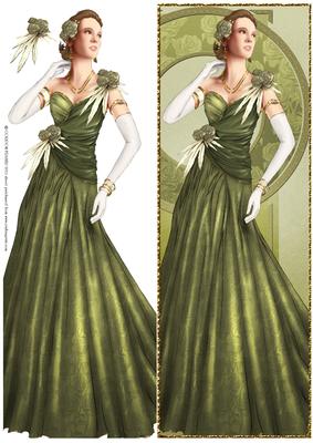 Art Deco Lady Rose (green) Large Dl