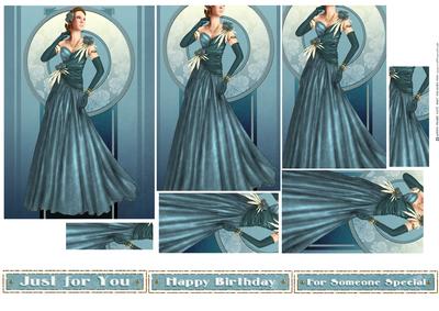 Art Deco Lady Rose (aqua) Pyramid