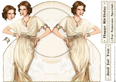 Art Deco Lady Elise (cream) Shaped Card