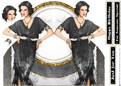 Art Deco Lady Elise (black) Shaped Card