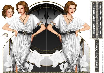 Art Deco Lady Elise (white) Shaped Card
