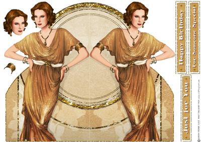 Art Deco Lady Elise (gold) Shaped Card