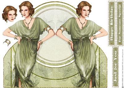 Art Deco Lady Elise (green) Shaped Card