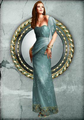Art Deco Lady Pearl (aqua) A4