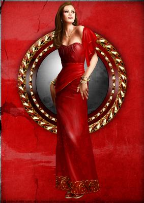 Art Deco Lady Pearl (red) A4