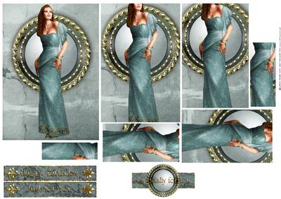 Art Deco Lady Pearl (aqua) Pyramid