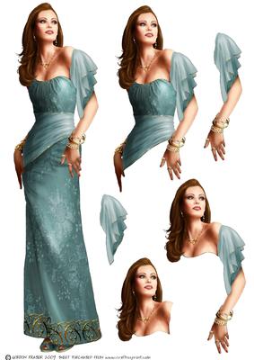 Art Deco Lady Pearl (aqua) Decoupage Sheet