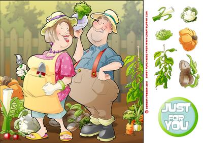 Gardening/allotment Couple 8x8 Card