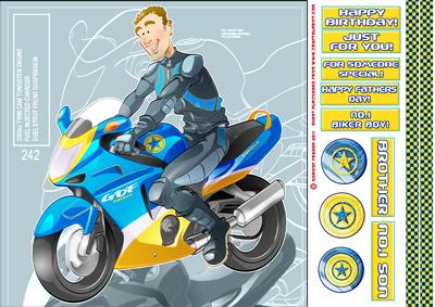 Biker Dude Blue 8x8 Card