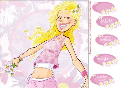 Pink Flower Girl 8x8 Card