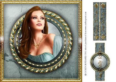 Art Deco Pearl Cameo 8x8 (aqua)