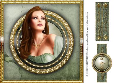 Art Deco Pearl Cameo 8x8 (green)