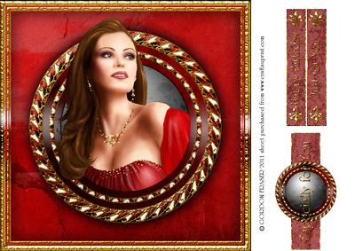 Art Deco Pearl Cameo 8x8 (red)