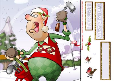 Christmas Crazy Golfer Dude 8x8 Quick Card