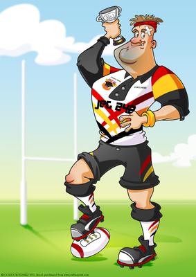 Rugby Dude: Black,red,yellow A4