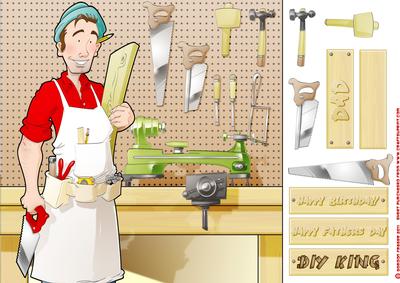 DIY Carpenter/joiner Dude 8x8 Quick Card