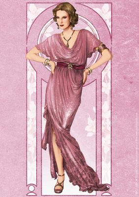 Art Deco Lady Elise (pink) A4