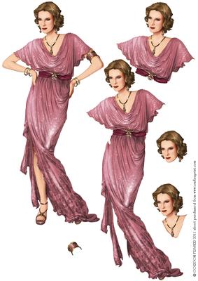 Art Deco Lady Elise (pink) Decoupage