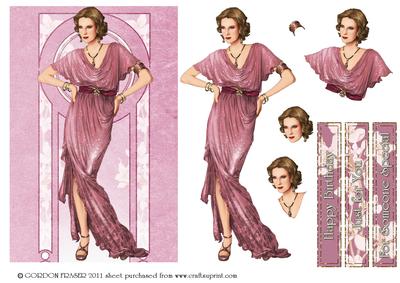 Art Deco Lady Elise (pink)