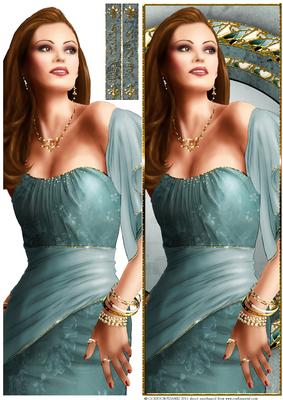 Art Deco Lady Pearl Large Dl (aqua)