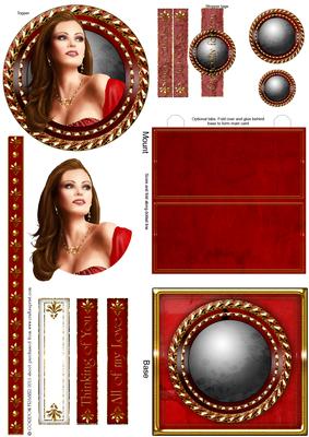 Art Deco Lady Pearl (red) Mini Easel