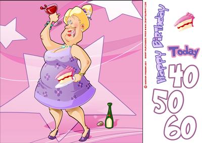Wine and Cake Lady Ages 8x8 Quick Card