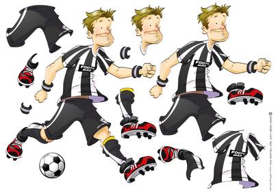 Football Dude Black and White Decoupage Sheet