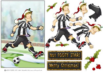 Christmas Football Dude Black and White