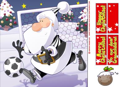 Football Santa Dude Black and White 8x8 Quick Card