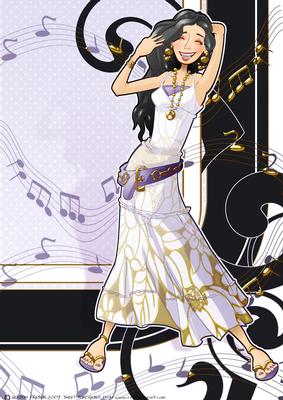 White and Gold Music Girl A4