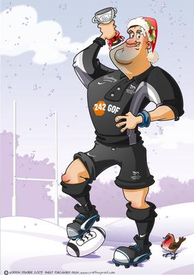 Christmas Rugby Black and White A4
