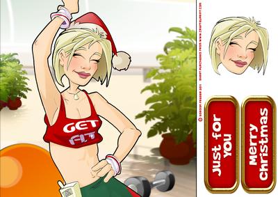 Get Fit Lady Christmas 8x8 Quick Card