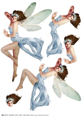 Forest Fairy Acantha Blue Decoupage Sheet
