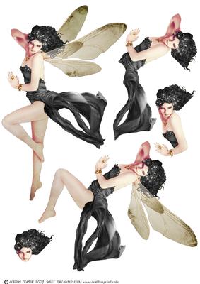 Forest Fairy Acantha Black Decoupage Sheet