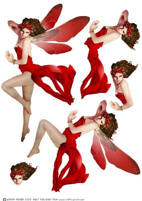 Forest Fairy Acantha Red Decoupage Sheet