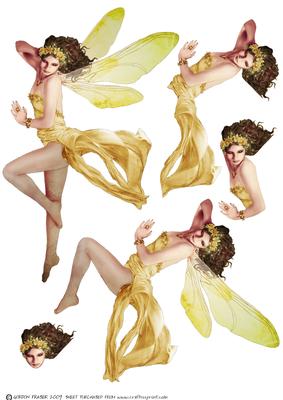 Forest Fairy Acantha Yellow Decoupage Sheet